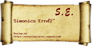 Simonics Ernő névjegykártya